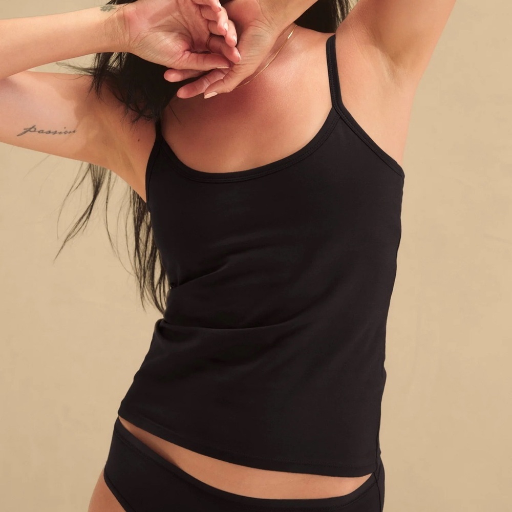 MATE the Label Black Cotton Stretch Camisole